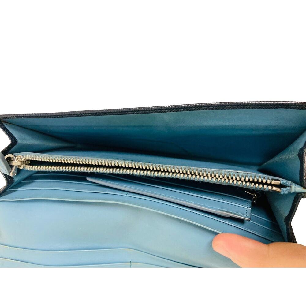 PRADA Blue Continental Saffiano-Textured Leather Long Wallet - Picture 7 of 9